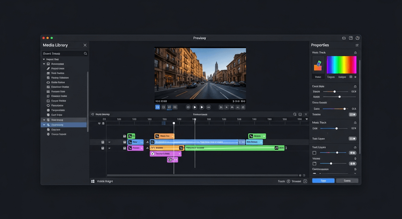 Interface principale de CapCut PC avec timeline, prévisualisation et médiathèque