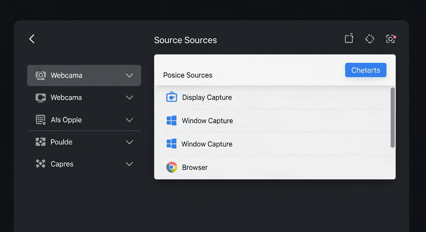 Panneau des sources OBS Studio avec différents types de sources configurées